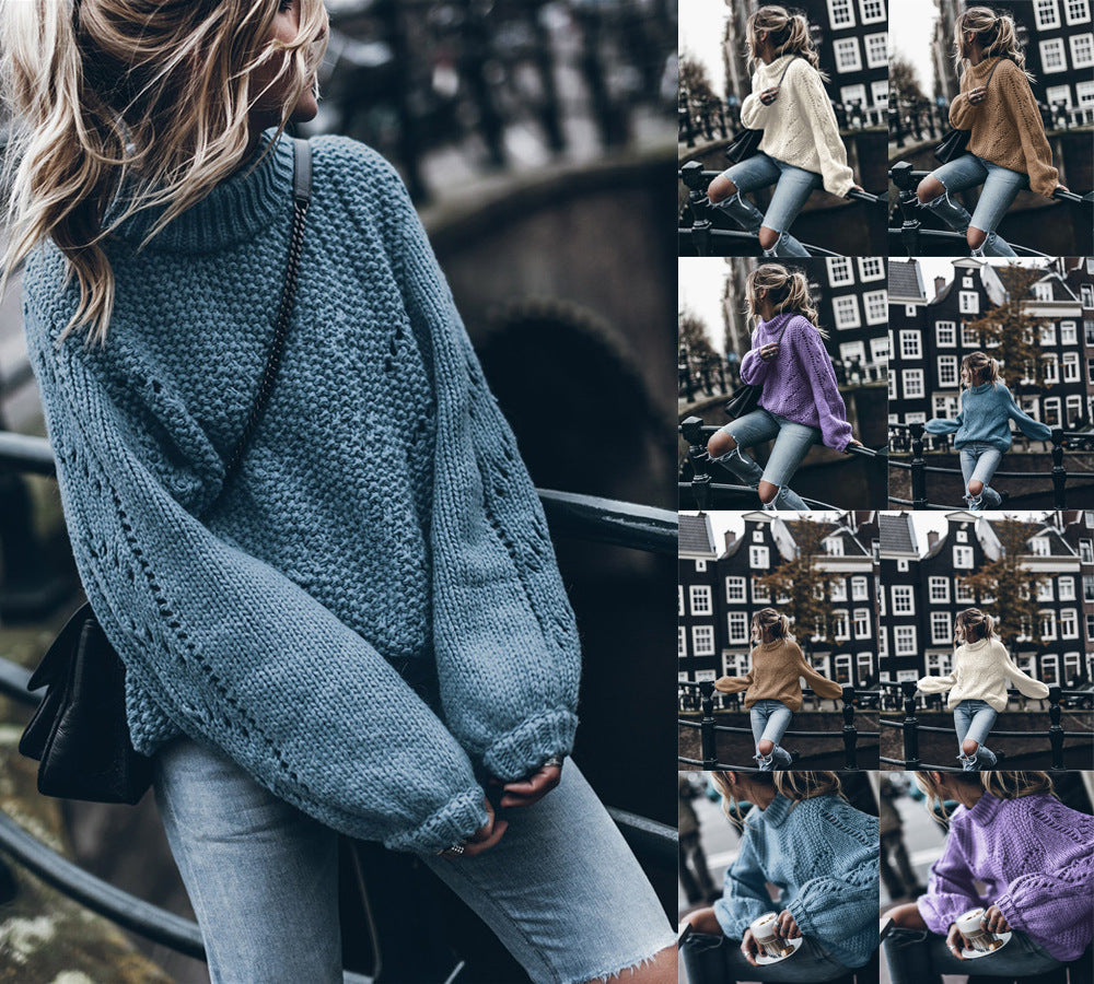 Loose Knit Long Sleeve Sweater in 7 Colors S-XL