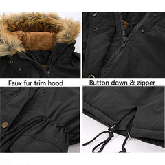 Hooded Fur Lined Warm Winter Jacket in 3 Colors S-4XL