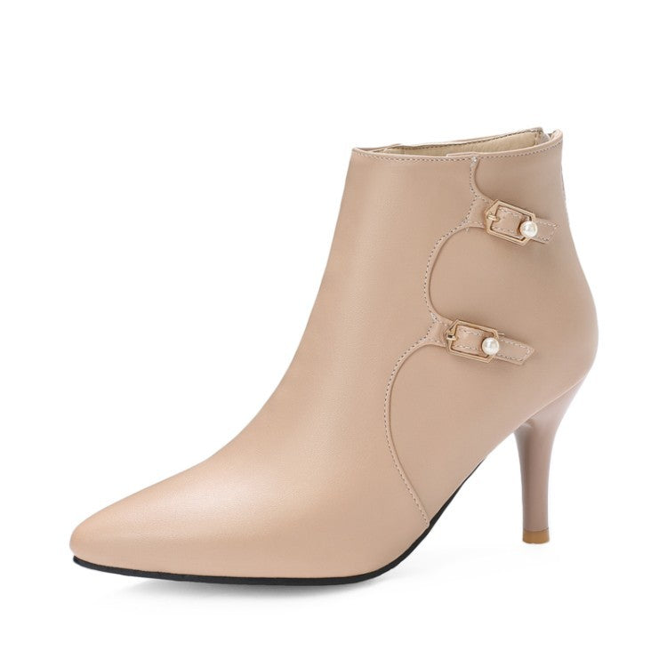 High Heel Ankle Boots with Pointed Toe and Stiletto Heel