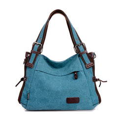Canvas Large Capacity Shoulder Bag with Zipper in 8 Colors