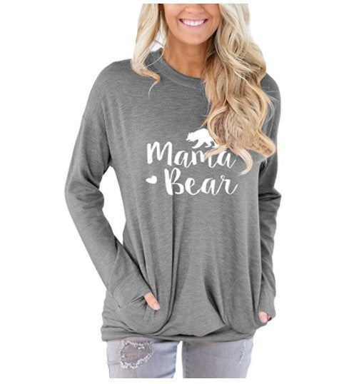 Langärmliges Mama Bear Top mit Taschen in 10 Farben S-XXL