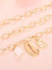 Three Piece Minimalist Shell Pearl Chain Bracelets