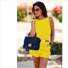 Sleeveless Backless Romper with Belt and Pockets in 3 Colors S-XL