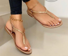 Sparkly Thong Sandals with Ankle Strap