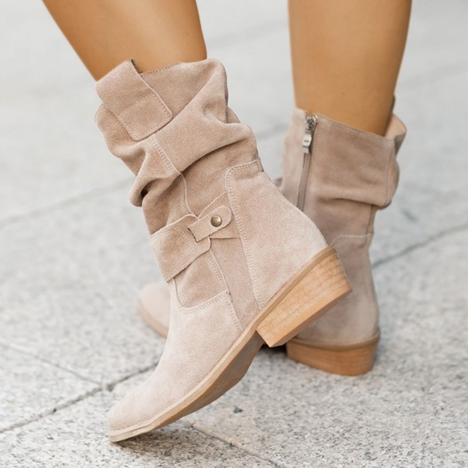 Low Heel Suede Short Boots in 5 Colors