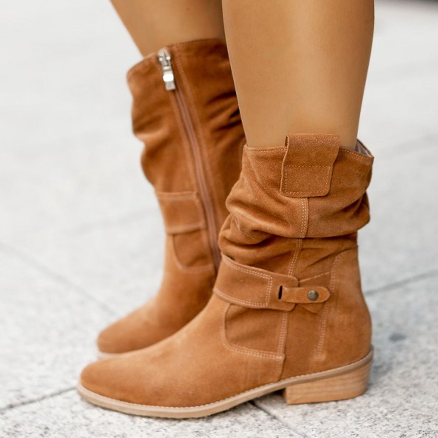 Low Heel Suede Short Boots in 5 Colors