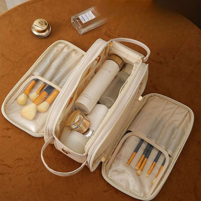 Multi-Compartment Double Zipper Cosmetic Bag in 4 Colors