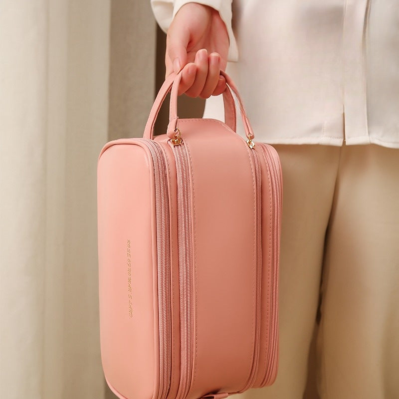 Multi-Compartment Double Zipper Cosmetic Bag in 4 Colors