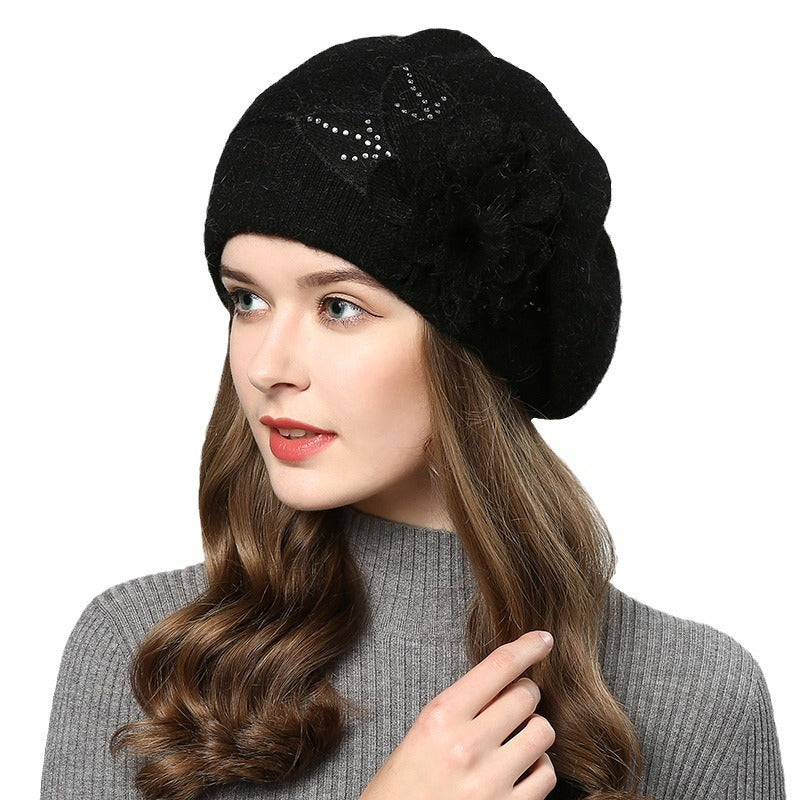 Woolen Slouch Toque with Flower Decal