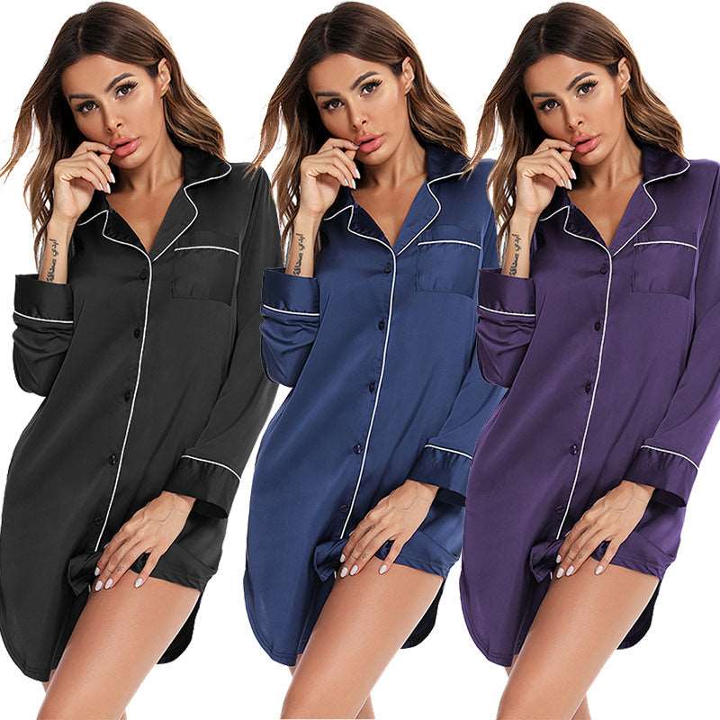 Chemise de nuit boutonnée à manches longues