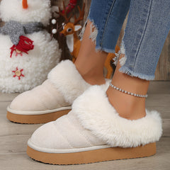 Fleece-Lined Platform Slippers