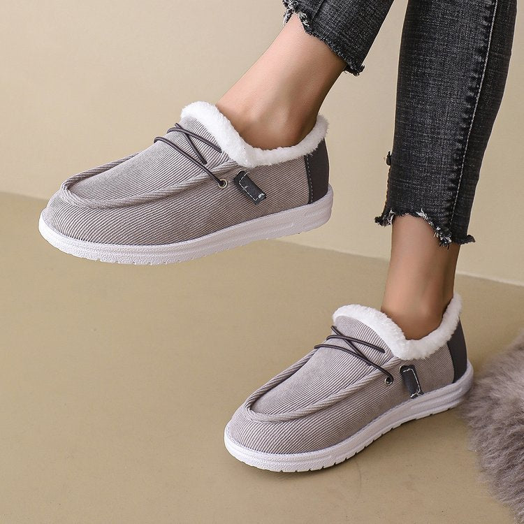 Warm Fleece-Lined Canvas Slip On Shoes