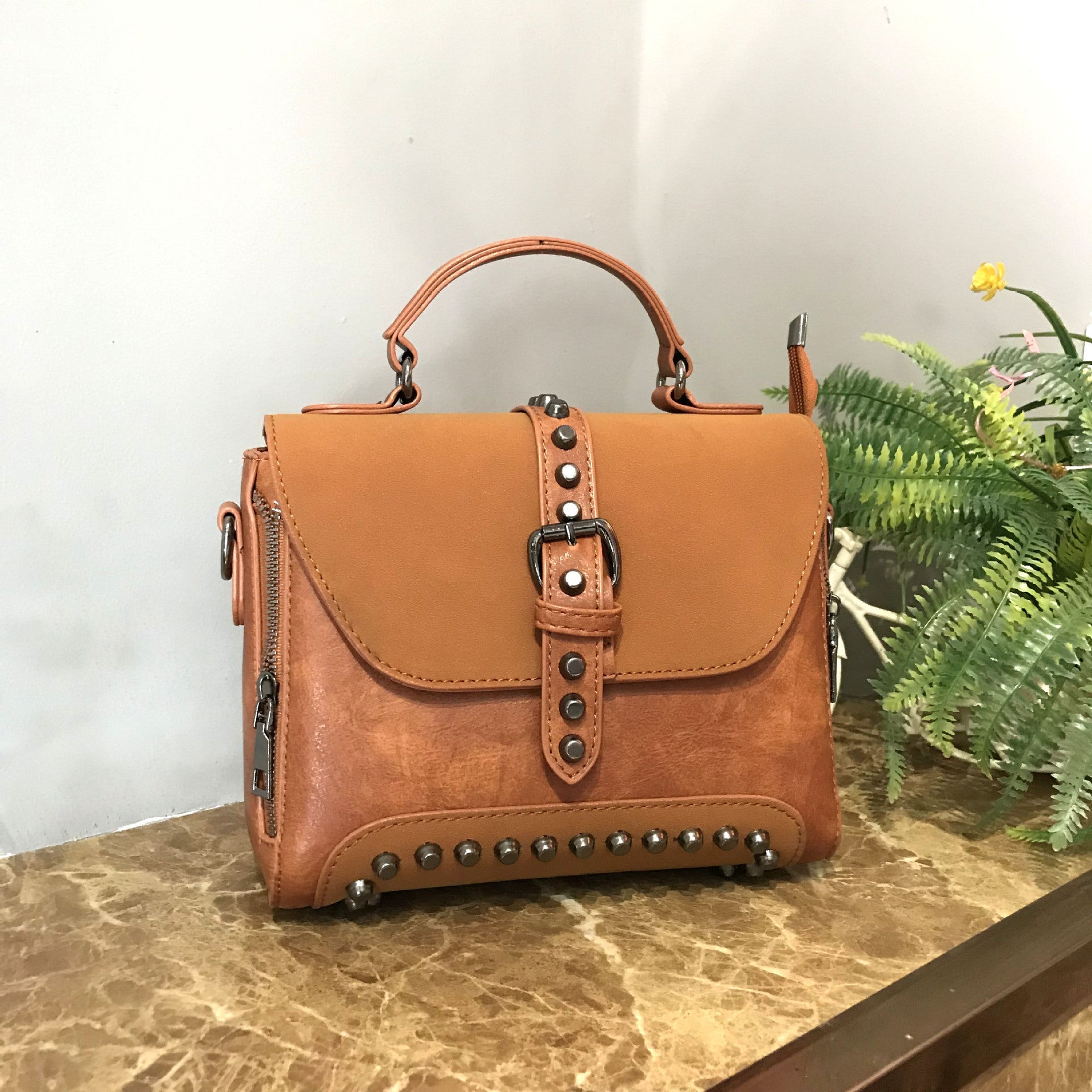 Studded Messenger Bag with Adjustable Strap in 13 Colors