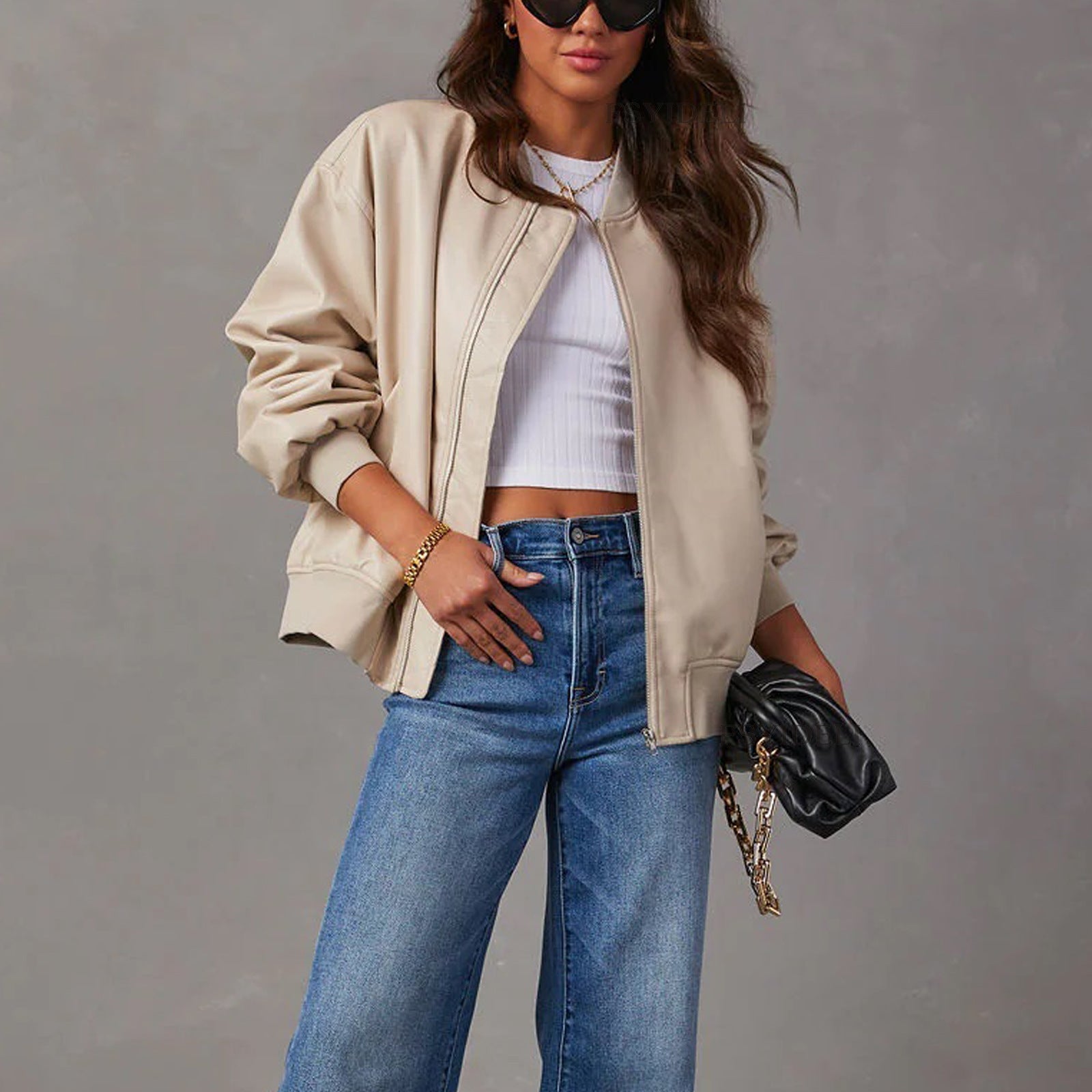 Long Sleeve PU Leather Jacket in 3 Colors S-XL