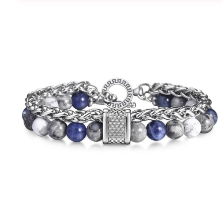 Stainless Steel Bracelet with Natural Stones