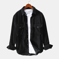 Men's Corduroy Long Sleeve Shirt with Pockets in 6 Colors S-3XL