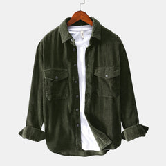 Men's Corduroy Long Sleeve Shirt with Pockets in 6 Colors S-3XL