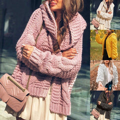 Hooded Twist Knit Cardigan Jacket in 5 Colors S-XL