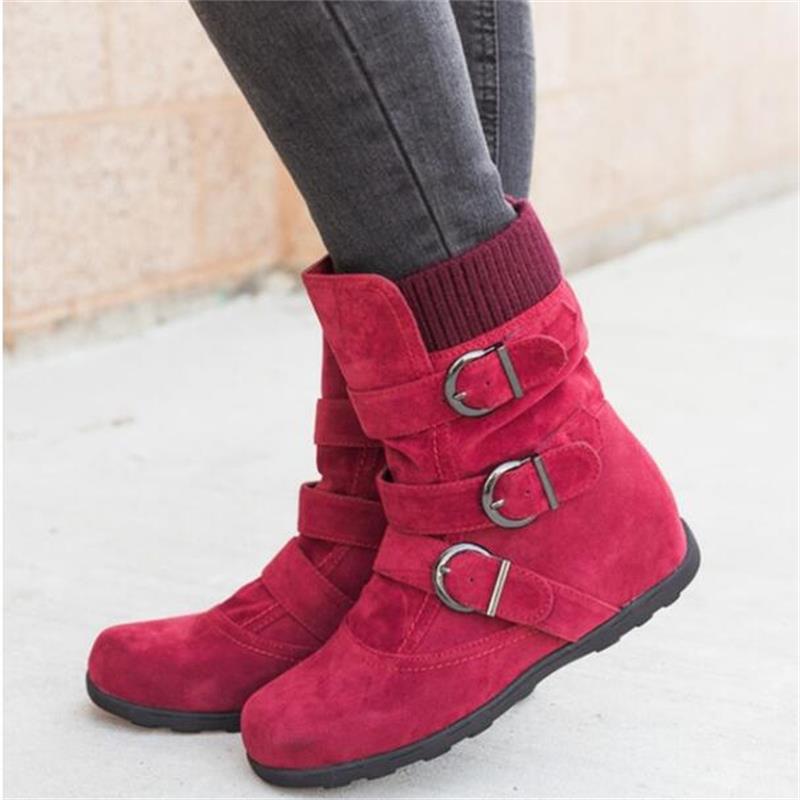 Slip-On Snow Boots with Buckles in 4 Colors