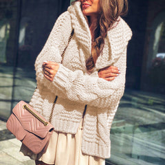 Hooded Twist Knit Cardigan Jacket in 5 Colors S-XL