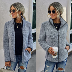 Zippered Fleece Jacket with Pockets in 2 Colors S-XL