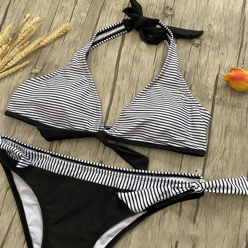 Padded Halter Neck Bikini with Low Waist Bottoms