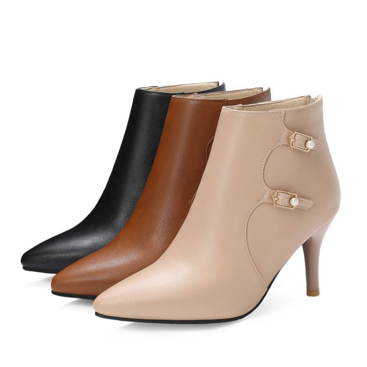 High Heel Ankle Boots with Pointed Toe and Stiletto Heel