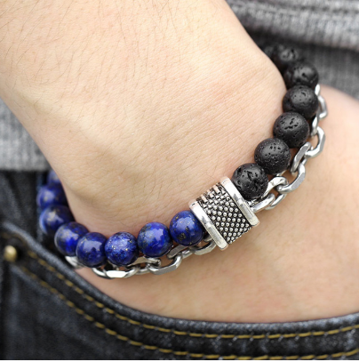 Stainless Steel Bracelet with Natural Stones