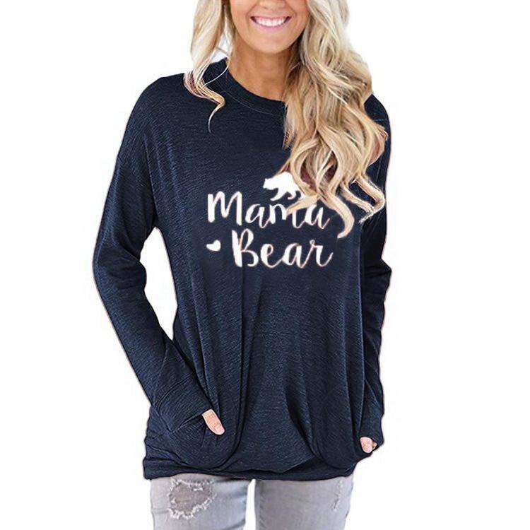 Langärmliges Mama Bear Top mit Taschen in 10 Farben S-XXL