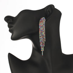 Rhinestone Tassel Earrings in 4 Colors