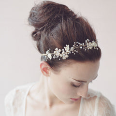 Pearl and Crystal Wedding Headdress in 2 Colors