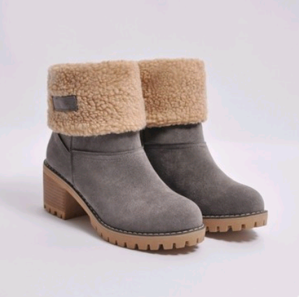 Thick Heel Fleece Lined Suede Snow Boots in 5 Colors