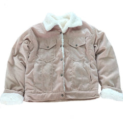 Fleecegefütterte Cordjacke mit Taschen