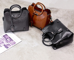 Oil Wax Leather Hand Messenger Bag in 3 Colors