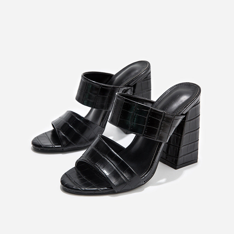 Chunky High Heel Sandals in 2 Colors