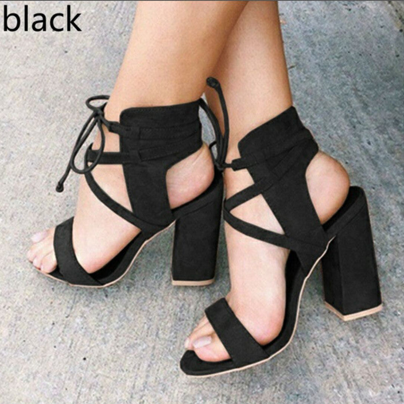 Sandales à talons hauts et à lanières en 6 couleurs
