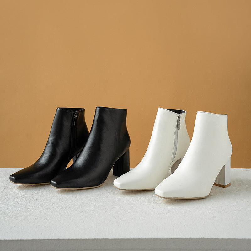 High Heel Boots with Square Toe in 2 Colors
