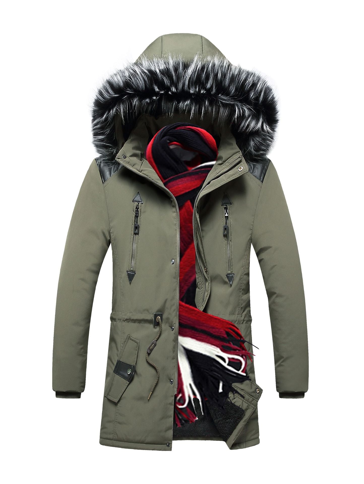 Men's Hooded Mid-Length Winter Coat in 3 Colors L-3XL