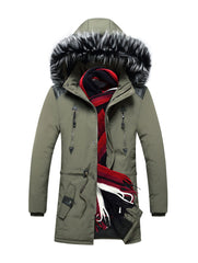Men's Hooded Mid-Length Winter Coat in 3 Colors L-3XL