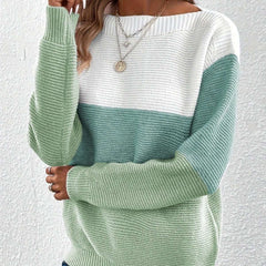 Rundhals-Langarm-Colorblock-Pullover in 8 Farben S-XL