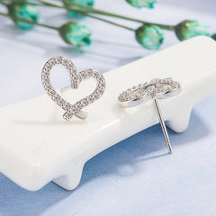 White Gold Heart-Shaped Earrings