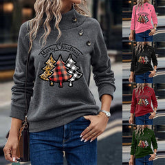 Christmas Long Sleeve Top with Decorative Buttons in 5 Colors S-XXL