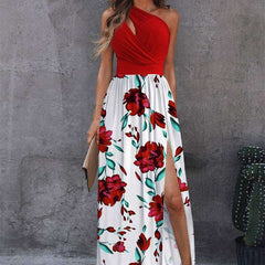 One-Shoulder Maxi Dress with Leg Slit