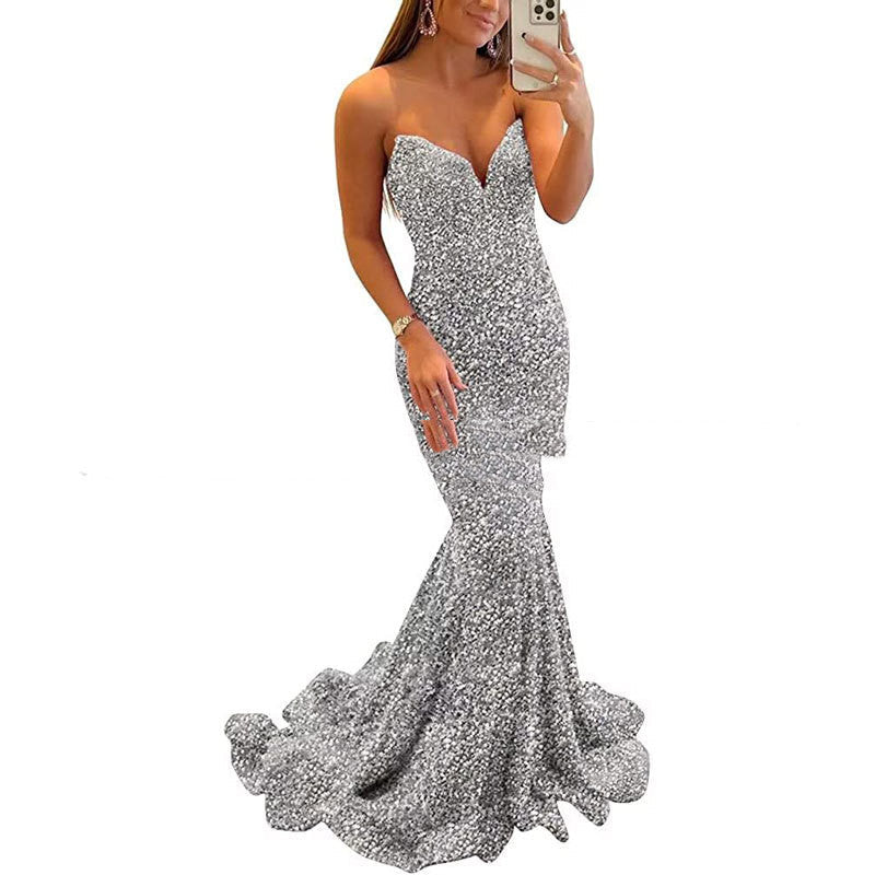Sleeveless Sequin Fitted Prom Evening Dress in 7 Colors Sizes 4-24