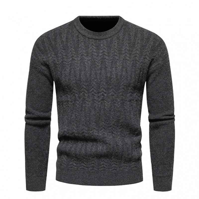 Men's Round Neck Jacquard Pullover Sweater in 8 Colors M-XXL