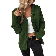 Knit Cardigan with Hood and Drawstring in 8 Colors S-XXL