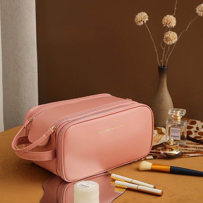 Multi-Compartment Double Zipper Cosmetic Bag in 4 Colors