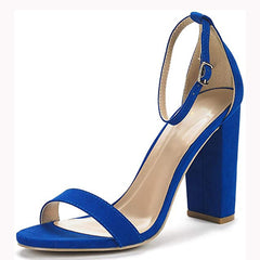 Suede High Block Heels with Ankle Strap