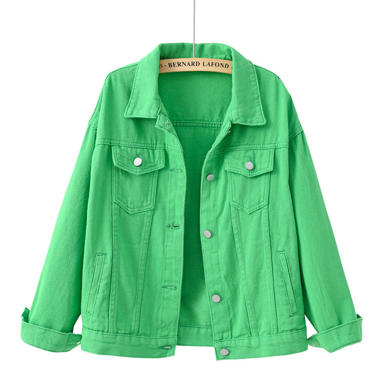Einfarbige Jeansjacke mit Taschen