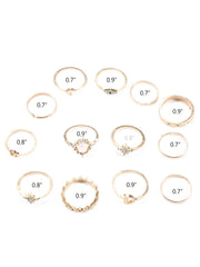 Eleven Piece Pearl Rhinestone Rings Set